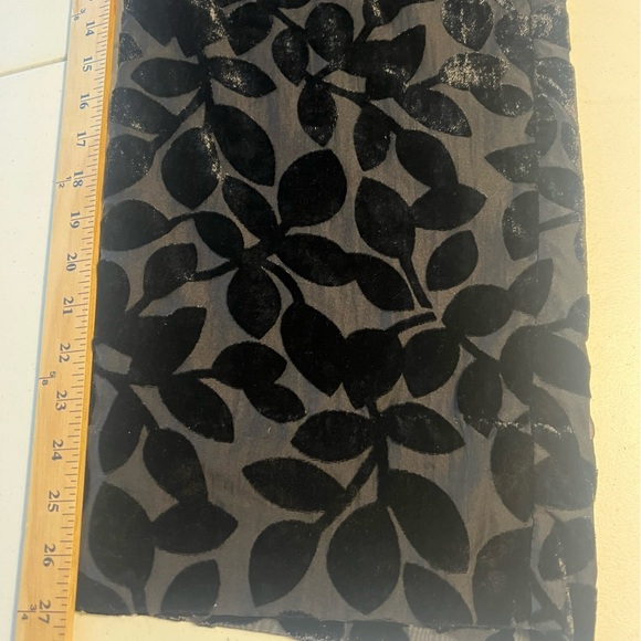 Gretchen Scott Leaf Burnout Velvet Palazzo Pants Sheer Pull On Ankle Black XXS - Picture 10 of 14